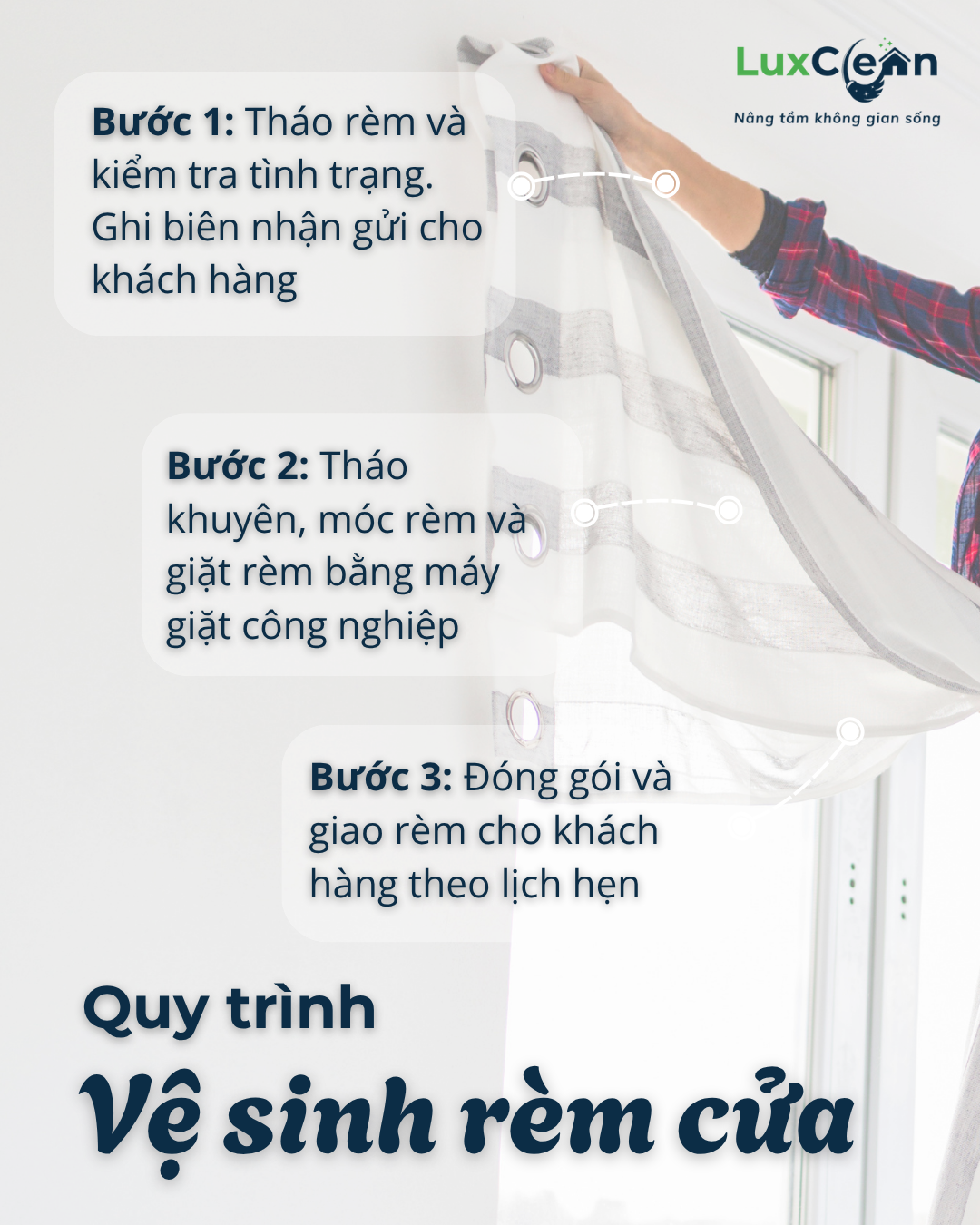 Vệ sinh rèm 6 Quy trình vệ sinh rèm cửa chuyên nghiệp của vệ sinh LuxClean